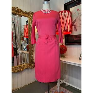 vintage 1950s barbie pink wiggle dress 50s fashion rockabilly maisel pin up sm